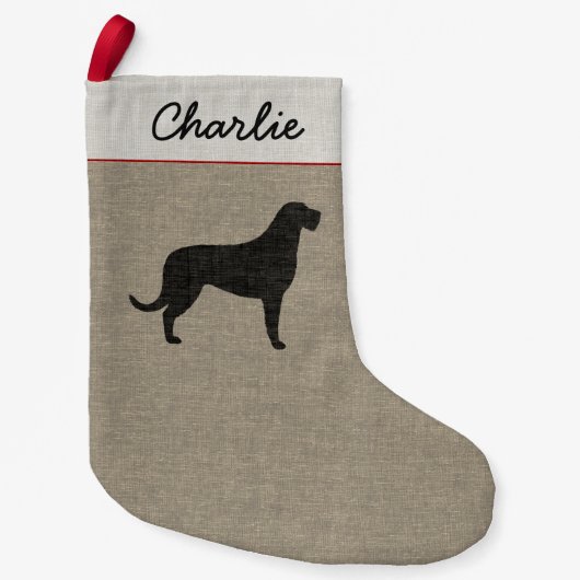Ierse Wolfshond Hond Silhouette Custom Xmas Kleine Kerstsok (Voorkant)