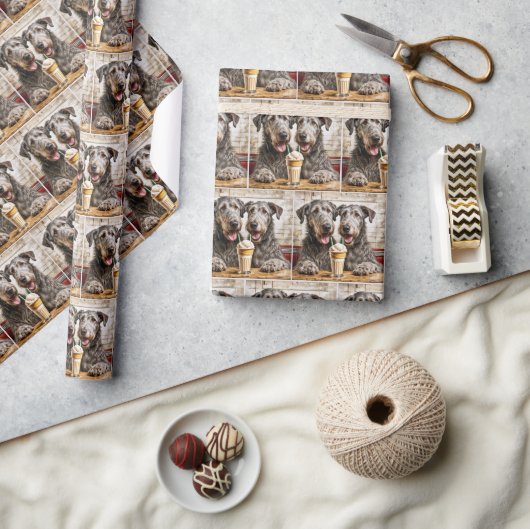 Ierse Wolfshond Honden Delen Een Milkshake Cadeaupapier (Crafts)