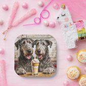 Ierse Wolfshond Honden Delen Een Milkshake Papieren Bordje (Feest)