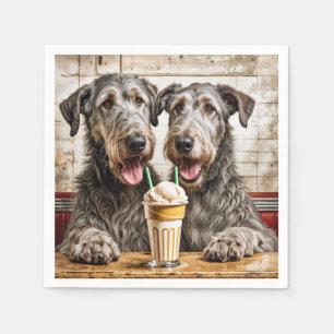 Ierse Wolfshond Honden Delen Een Milkshake Servet