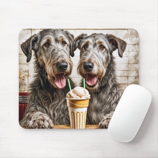 Ierse Wolfshond Honden Met Ice Cream Soda Muismat (Met muis)