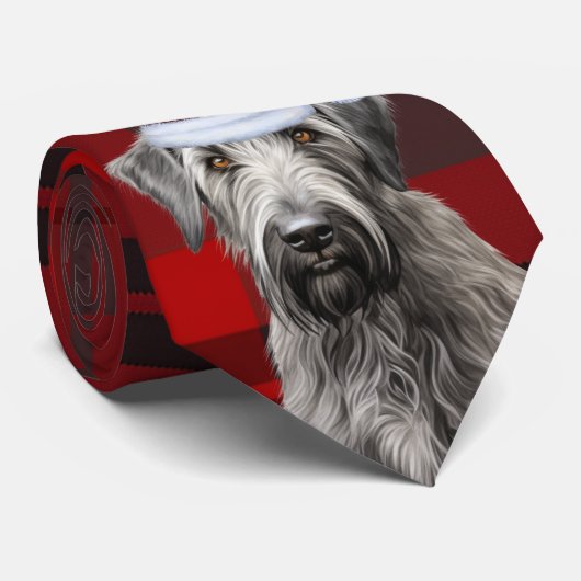 Ierse Wolfshond Honden Rode Plaid Kerstmis Stropdas (Opgerold)