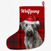 Ierse Wolfshond Honden Rood Kerst Plaid Persoonlij Grote Kerstsok (Achterkant)