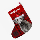 Ierse Wolfshond Honden Rood Kerst Plaid Persoonlij Grote Kerstsok (Achterkant (Hangend))