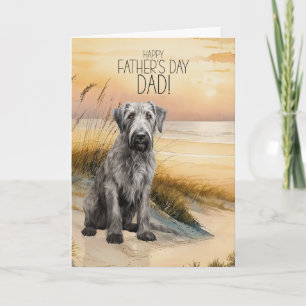 Ierse Wolfshond Honden Strand Bij Vaderdag Feestdagen Kaart