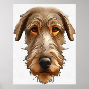 Ierse Wolfshond Huisdier Portret Zwarte Omlijning  Poster