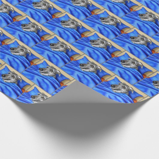 Ierse wolfshond in bed cadeaupapier (Hoek)