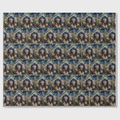 Ierse Wolfshond in een kersthondenhok Cadeaupapier (Vlak)