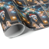 Ierse Wolfshond in een kersthondenhok Cadeaupapier (Rol Hoek)