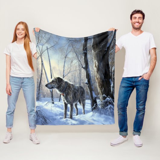 Ierse Wolfshond Laat het Sneeuwen Kerstmis Fleece Deken (In situ)