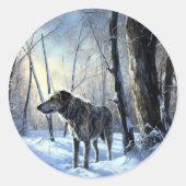Ierse Wolfshond Laat het Sneeuwen Kerstmis Ronde Sticker (Voorkant)