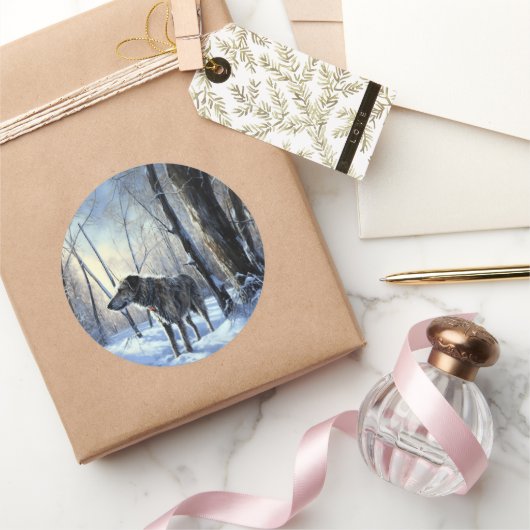 Ierse Wolfshond Laat het Sneeuwen Kerstmis Ronde Sticker (Geschenken)
