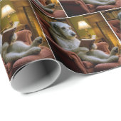 Ierse Wolfshond leest een boek Cadeaupapier (Rol Hoek)