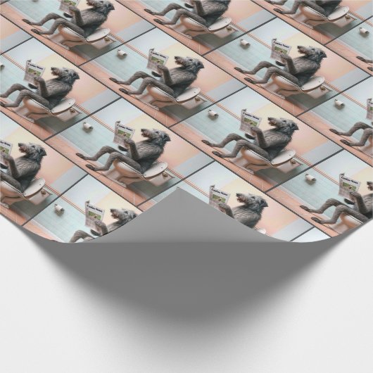 Ierse Wolfshond leest een krant Cadeaupapier (Hoek)