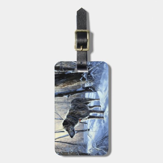 Ierse wolfshond liet het sneeuwen Kerstmis Bagagelabel (Voorkant verticaal)