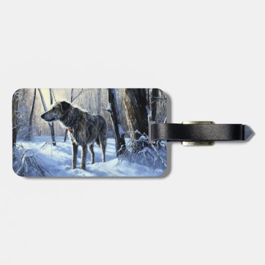 Ierse wolfshond liet het sneeuwen Kerstmis Bagagelabel (Achterkant horizontaal)