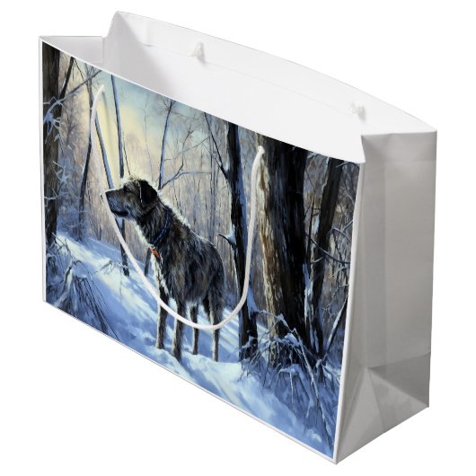 Ierse wolfshond liet het sneeuwen Kerstmis Groot Cadeauzakje (Achterkant Gekanteld)
