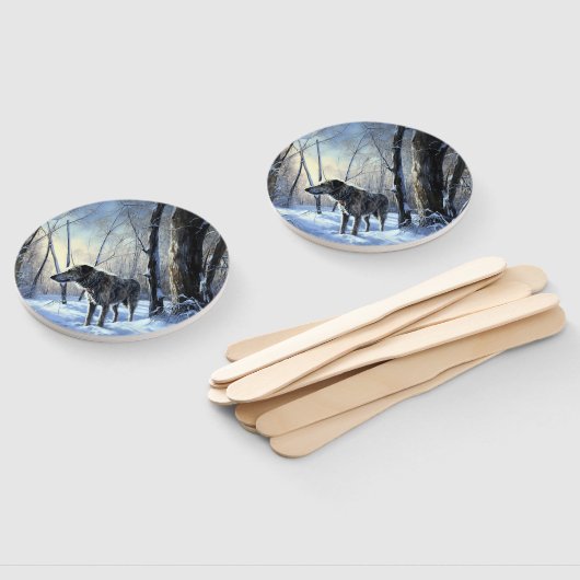 Ierse wolfshond liet het sneeuwen Kerstmis Handwaaier (Niet-gemonteerd)