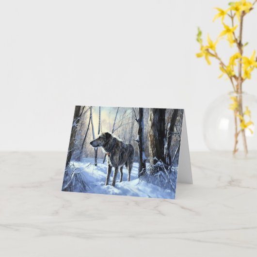 Ierse wolfshond liet het sneeuwen Kerstmis Kaart (Gele Bloem)