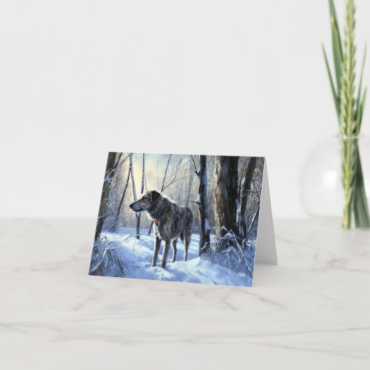 Ierse wolfshond liet het sneeuwen Kerstmis Kaart (Voorkant)