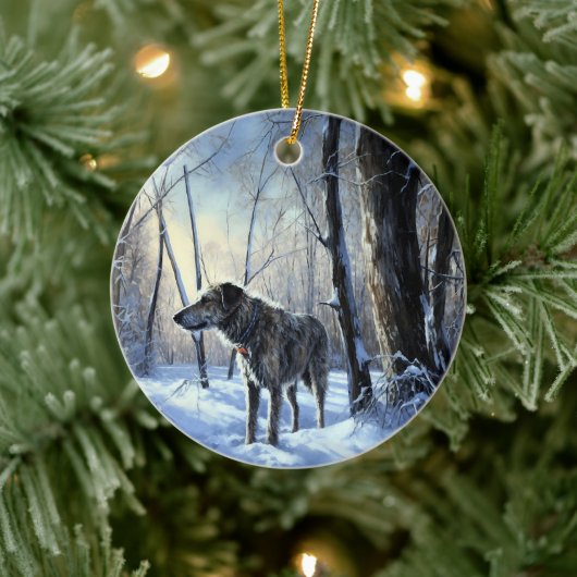 Ierse wolfshond liet het sneeuwen Kerstmis Keramisch Ornament (Boom)