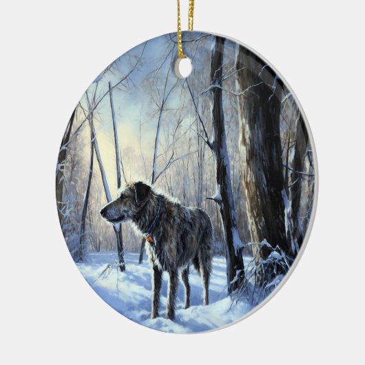 Ierse wolfshond liet het sneeuwen Kerstmis Keramisch Ornament (Links)