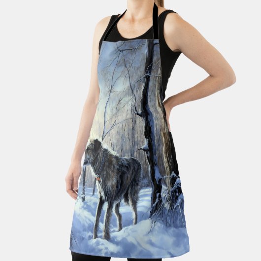 Ierse wolfshond liet het sneeuwen Kerstmis Schort (Insitu)