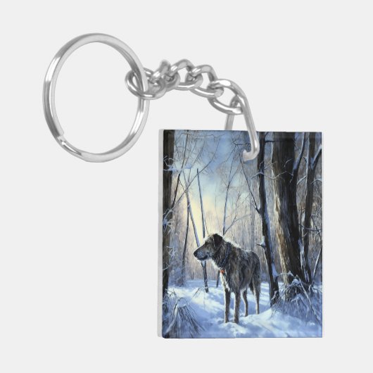 Ierse wolfshond liet het sneeuwen Kerstmis Sleutelhanger (Voorkant Links)