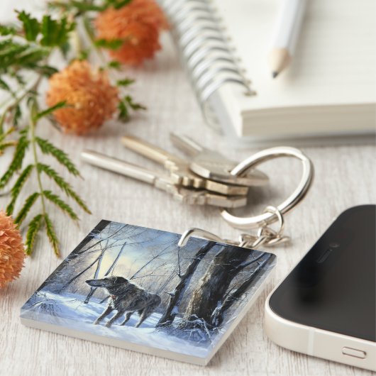 Ierse wolfshond liet het sneeuwen Kerstmis Sleutelhanger (Voorkant Rechts)