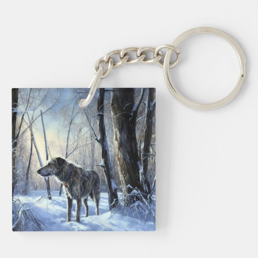 Ierse wolfshond liet het sneeuwen Kerstmis Sleutelhanger (Achterkant)