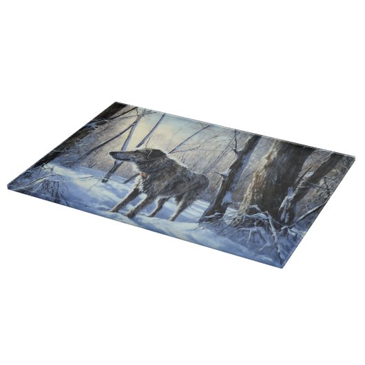 Ierse wolfshond liet het sneeuwen Kerstmis Snijplank (Hoek)