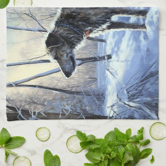 Ierse wolfshond liet het sneeuwen Kerstmis Theedoek (Gevouwen)