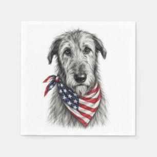 Ierse Wolfshond met Amerikaanse Vlag Bandana Servet