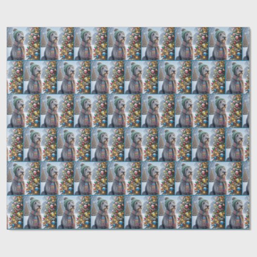 Ierse Wolfshond met kerstboom Cadeaupapier (Vlak)