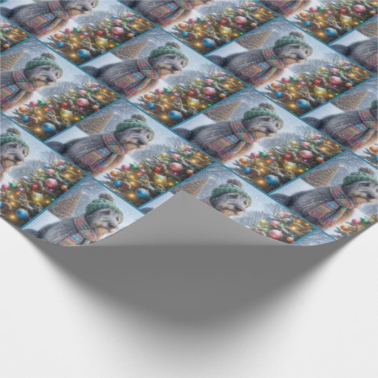 Ierse Wolfshond met kerstboom Cadeaupapier (Hoek)