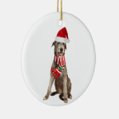 Ierse wolfshond met Petten kerst Keramisch Ornament (Rechts)