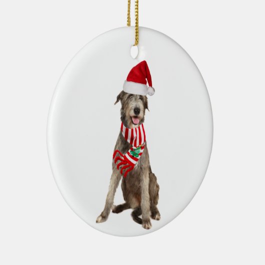 Ierse wolfshond met Petten kerst Keramisch Ornament (Rechts)