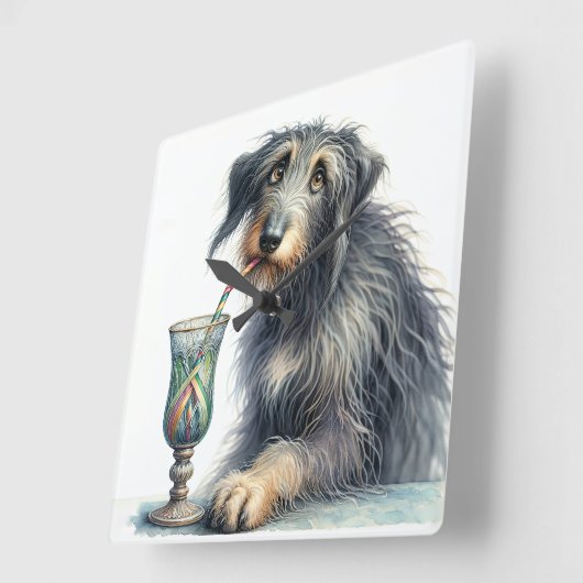 Ierse wolfshond met soda vierkante klok (Hoek)