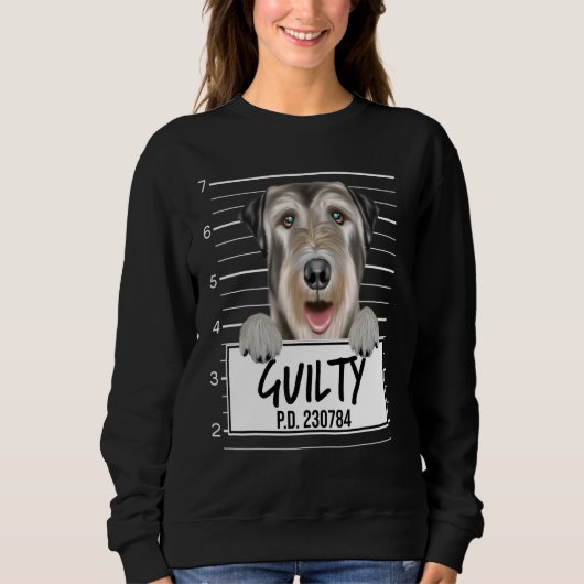 Ierse Wolfshond Mugshot Schuldig Hond Trui (Voorkant)
