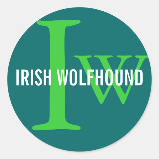 Ierse wolfshond ras monogram ronde sticker (Voorkant)