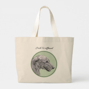 Ierse Wolfshond Schilderen Grijs Originele Hond Ar Grote Tote Bag