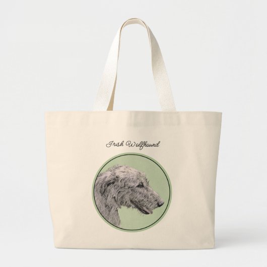 Ierse Wolfshond Schilderen Grijs Originele Hond Ar Grote Tote Bag (Voorkant)