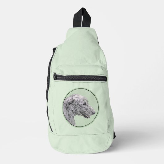 Ierse Wolfshond Schilderen Grijs Originele Hond Ar Sling Bag (Voorkant)