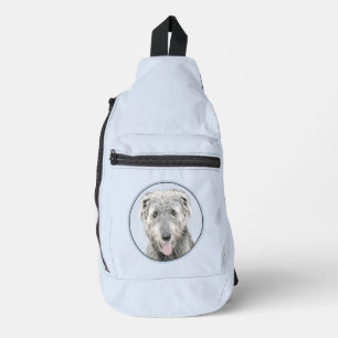 Ierse Wolfshond Schilderen Grijs Originele Hond Ar Sling Bag