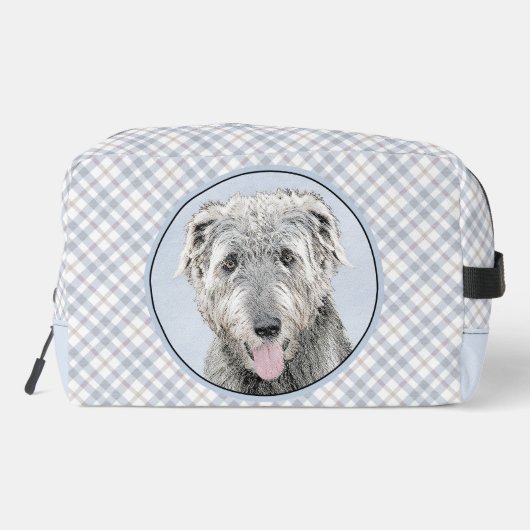Ierse Wolfshond Schilderen Grijs Originele Hond Ar Toilettasje (Achterkant)