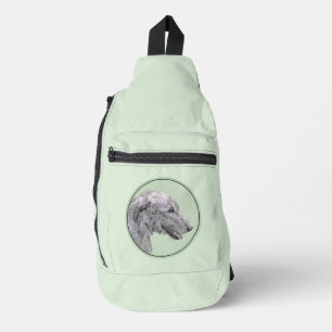 Ierse Wolfshond Schilderij Grijs Origineel Kunstwe Sling Bag