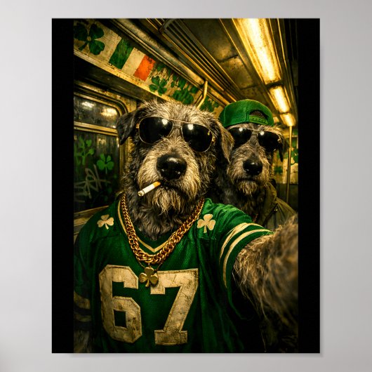 Ierse wolfshond selfie st. patrick's dag grappige poster (Voorkant)