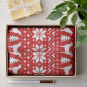 Ierse Wolfshond Silhouetten Kerst Patroon rood Tissuepapier (Geschenk)