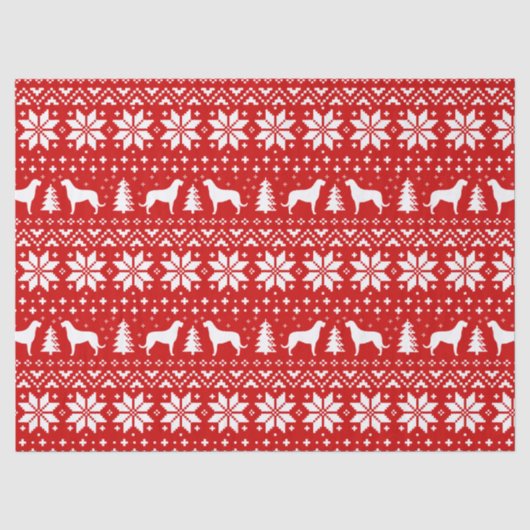 Ierse Wolfshond Silhouetten Kerst Patroon rood Tissuepapier (Voorkant)