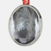 ierse wolfshond speelt in de sneeuw metalen ornament (Links)